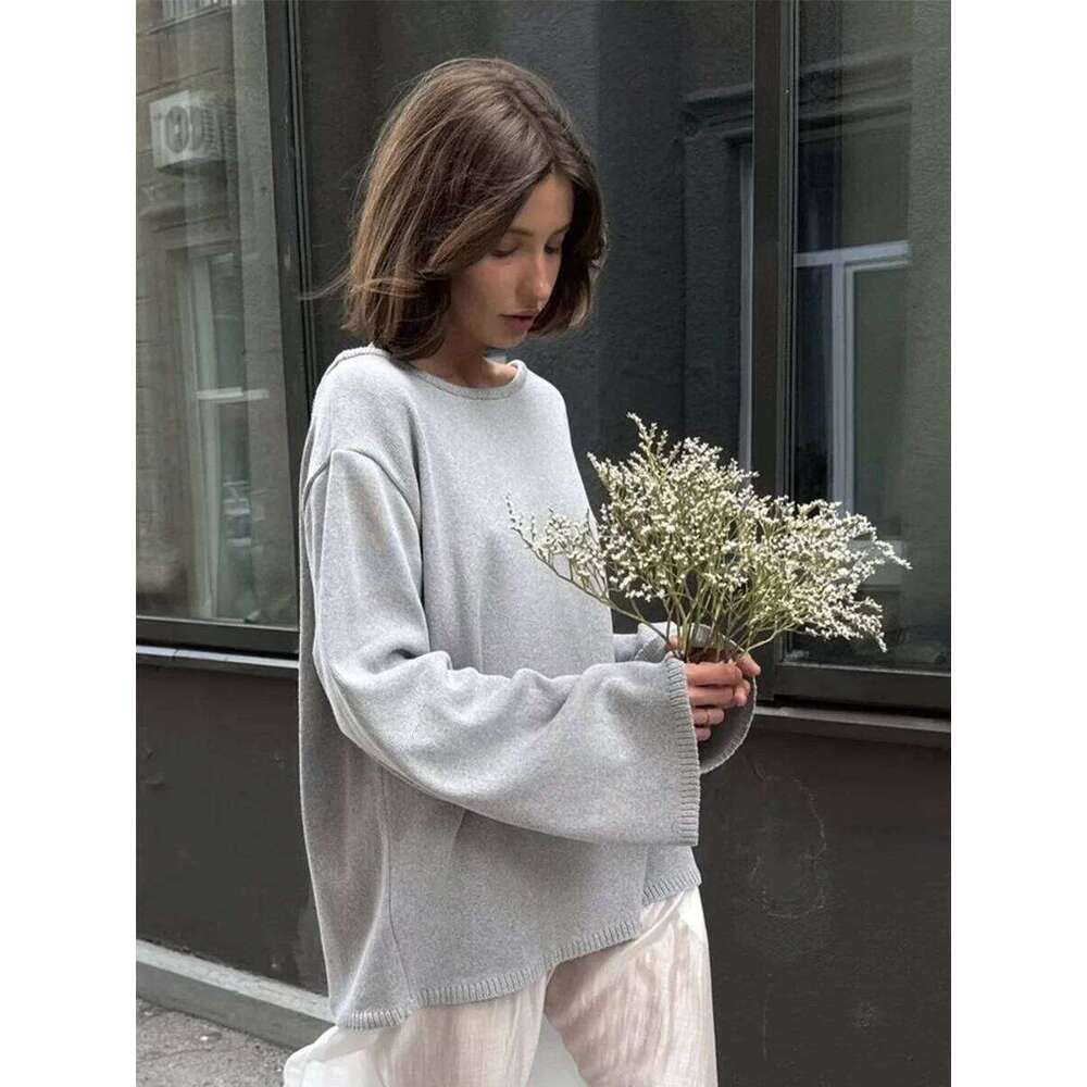 Wolfeel Autumn Winter New Women's Cotton Backless Design Loose Knit Pullover Jumper Fashionable Commuting Sweater Designer Sweater Women Bear Swe