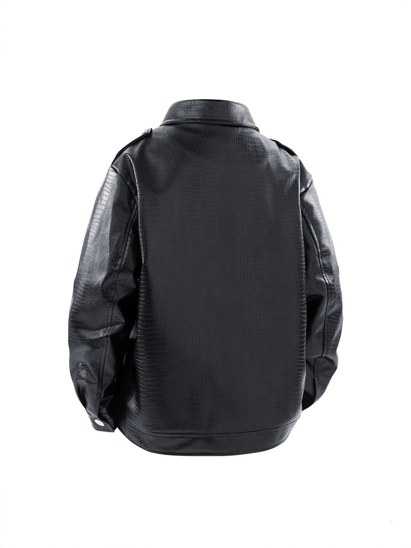 Autumn Man Leather Jacket New High Street Motorcycle Punk Male Outerwear Turn Down Collar Long Sleeve Zipper Loose Men CoatT251029