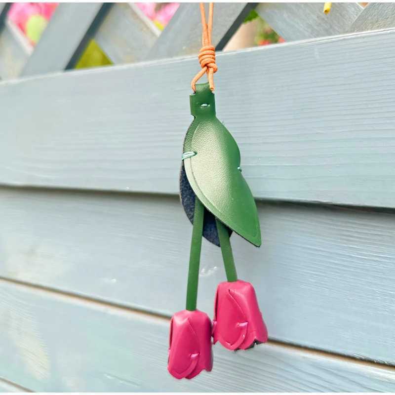 Tulip Leather Bag Pendant Creative And Novel Ins Style Bag Pendant Keychain Niche And Versatile Flower Bag Pendant AccessoriesW251029