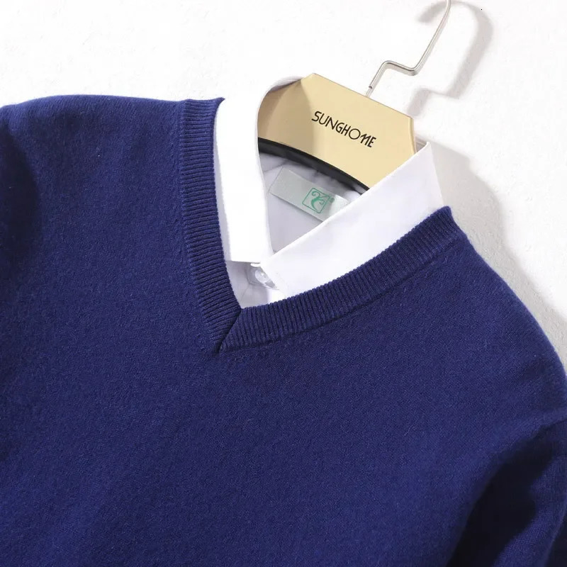 Wool Mens Sweaters Vneck Pullovers Cashmere Knitting Spring Autumn Sweaters Knitwear High Quality Jumpers Clothes 251029