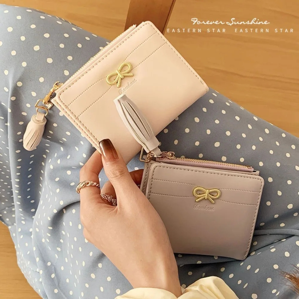 PU Leather Coin Purse Mini Zipper Mini Wallets Bow Portable ID Card Holder Gift 251029