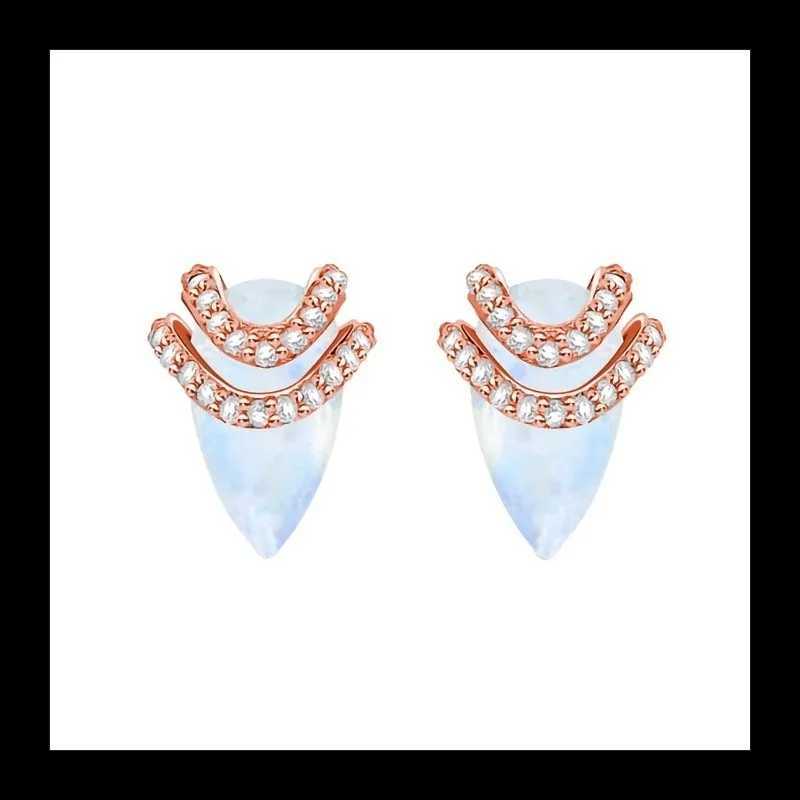 Japanese and Korean Ins Sterling Silver S925 Water Drop Moonstone Stud Earrings Female Niche Design Sense Light Luxury ExquisiteW251029
