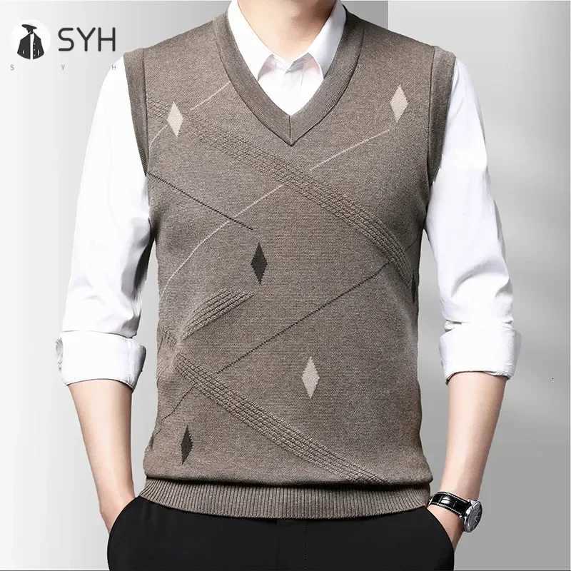 Mens Thickened Casual Sweater Tank Top Autumn and Winter Warm Mens Vest W251029