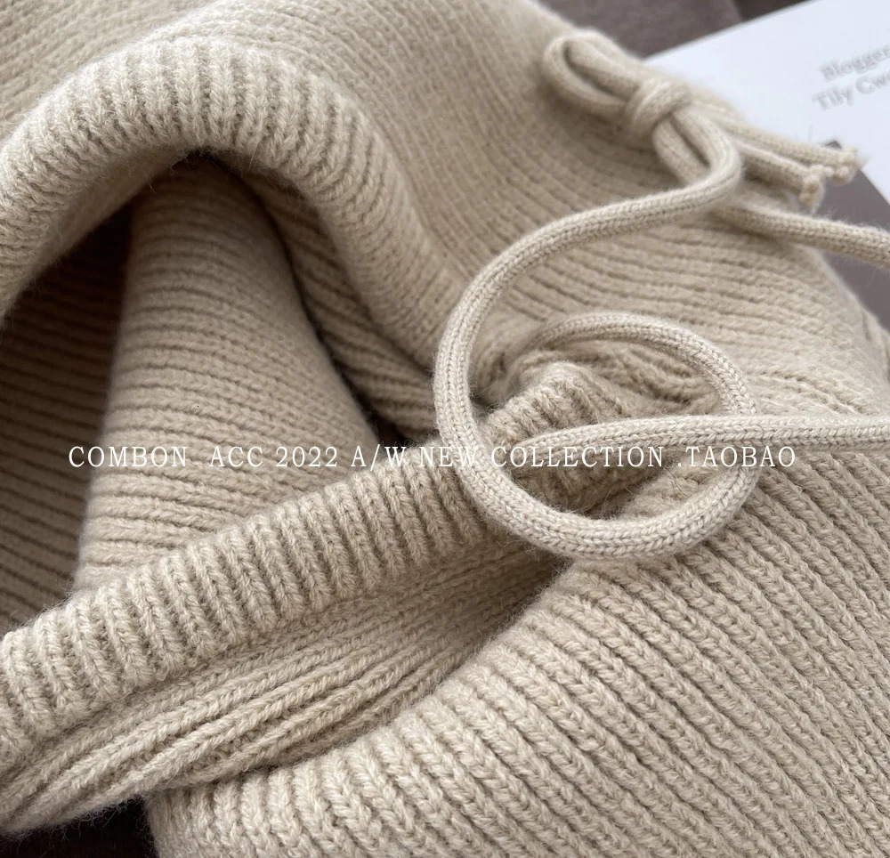 Winter Balaclava Hats For MenWomen Unisex Knitted Hooded Caps Outdoor Warmer Drawstring Hats OnePiece Neck Collar Beanies Cap 251029