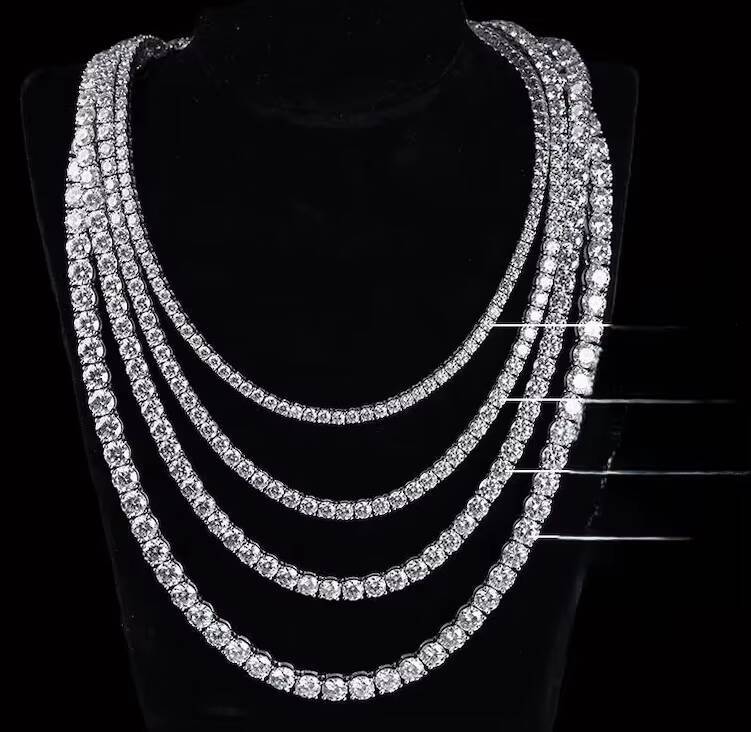 Moissanite tennis necklace3MM 4MM 5MM Moissanite Tennis Chain Hip Hop Iced Out D Color VVS 925 Sterling Silver Moissanite Tennis Necklace