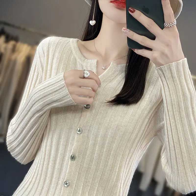 Autumn Winter Knitted Cardigan Short Sleeve Slim Fit Versatile Sweater CoatT251028