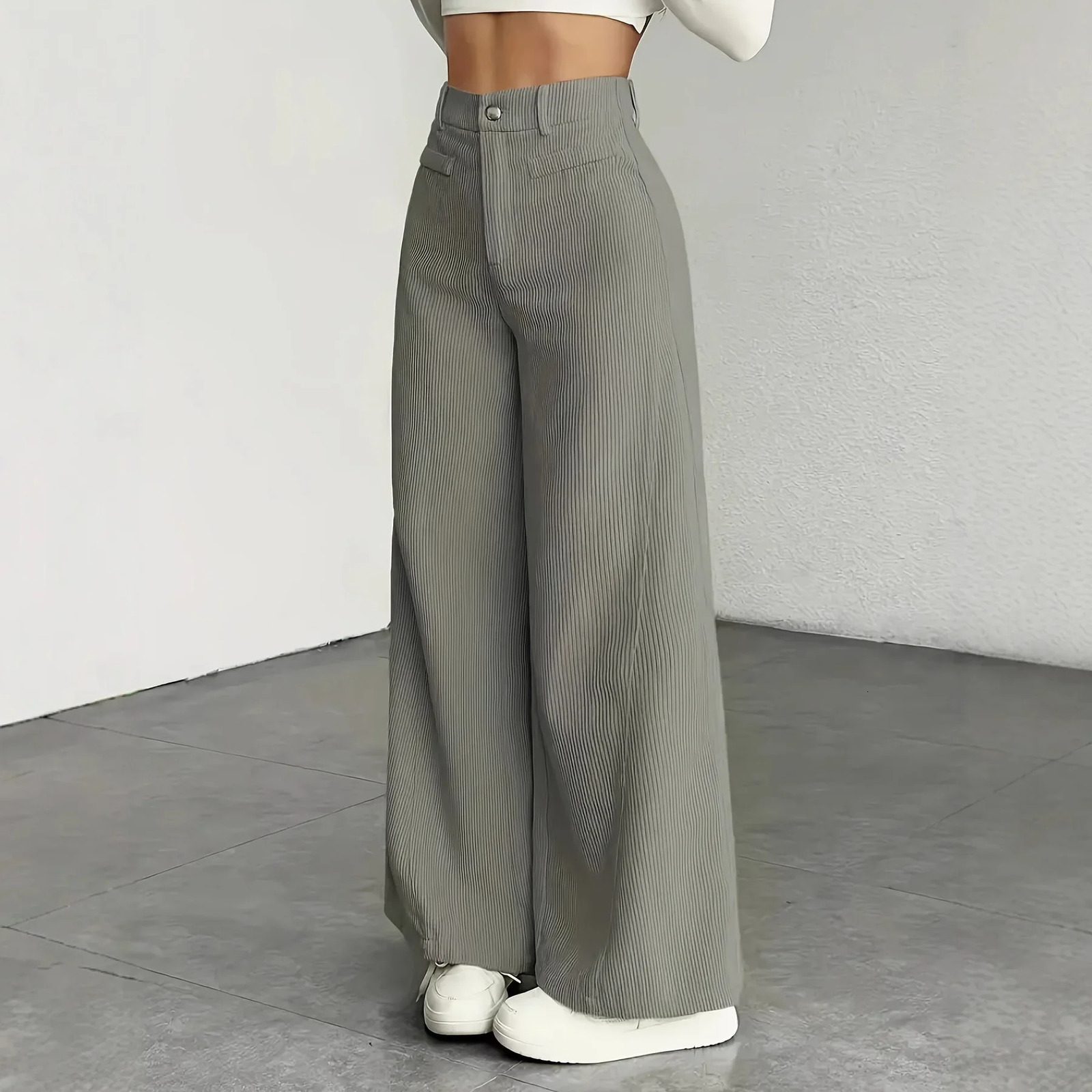 High Waist Striped Wide Leg Pants Commute Versatile Casual Long Trousers Womens Fashion CrossBorder Clothing 251029