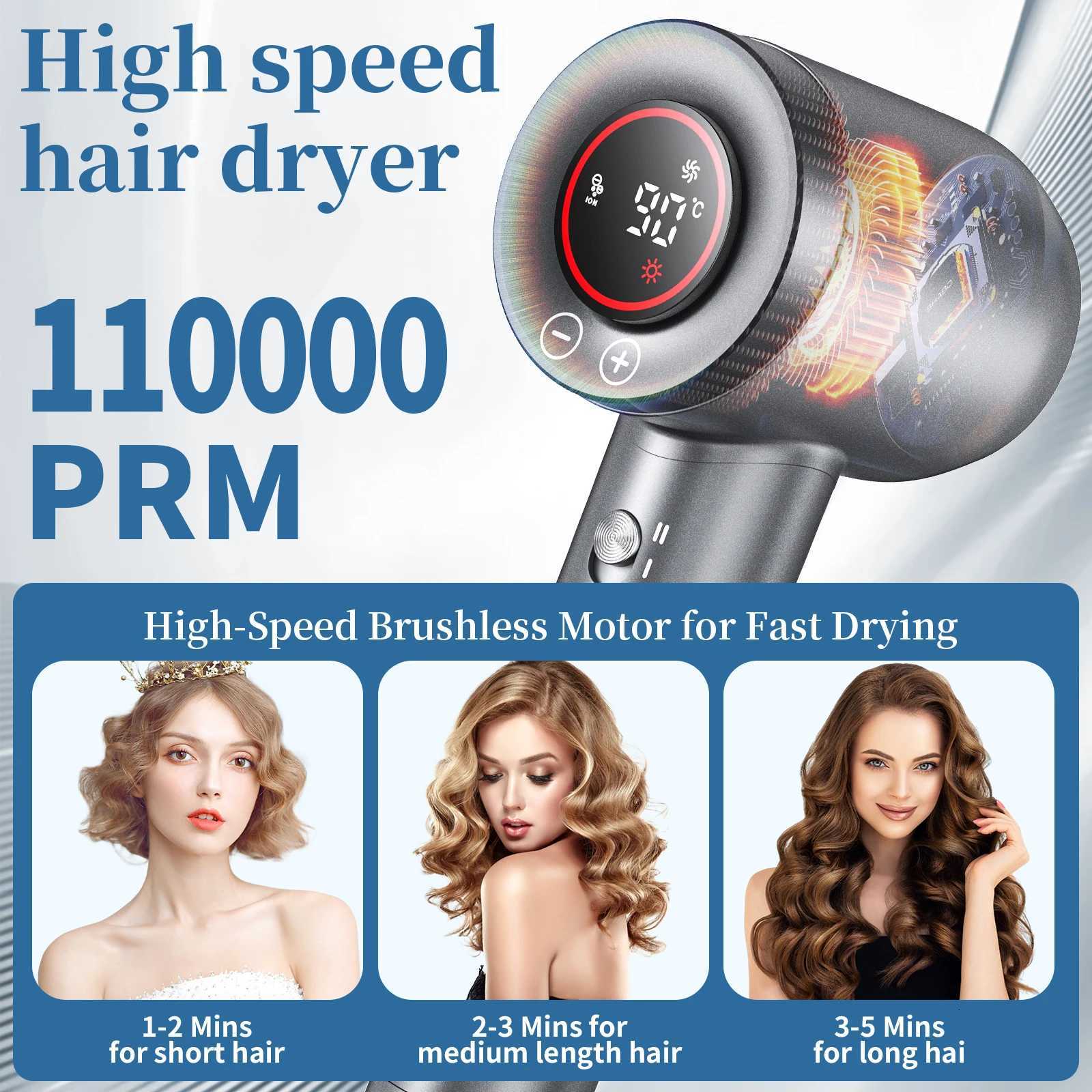 600W highspeed hair dryer Brushless negative ion hair dryer with air collection nozzle Suitable for home use dormitories W251029