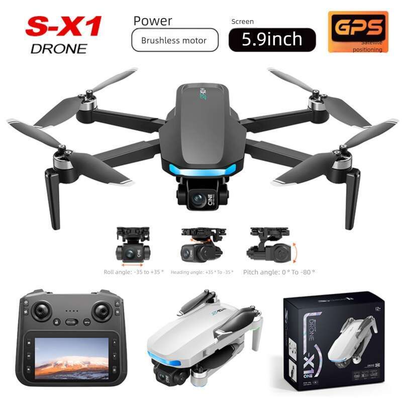 S X Drone With Inch Screen Three Axis Gimbal GPS Aerial Photography Four Remote Control Aircraft