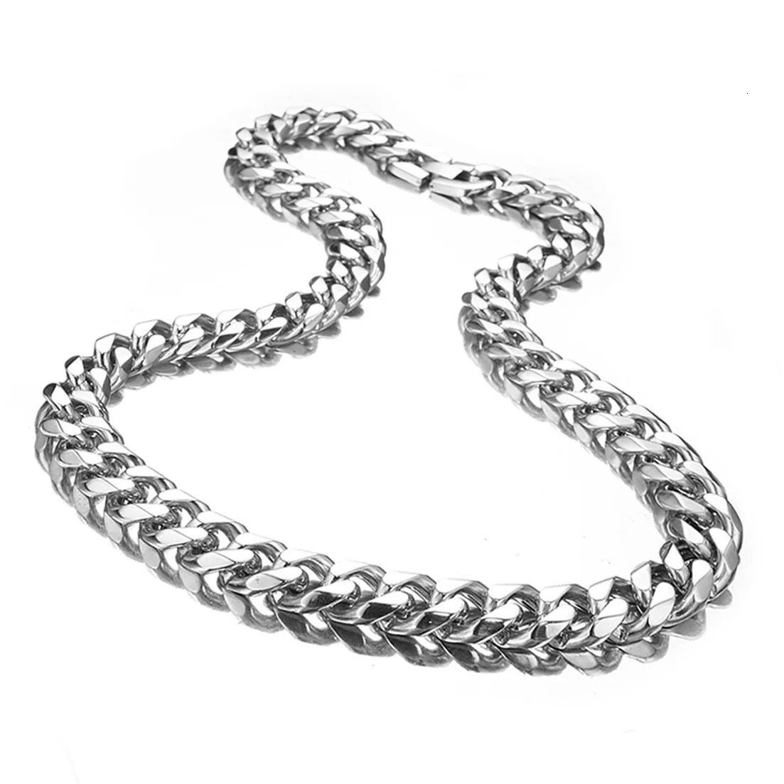HNSP Stainless Steel Miami Cuban Link Chain Silver Color Necklace For Men 7MM9MM15MM Wide Punk Hip Hop Jewelry Accessories 251029