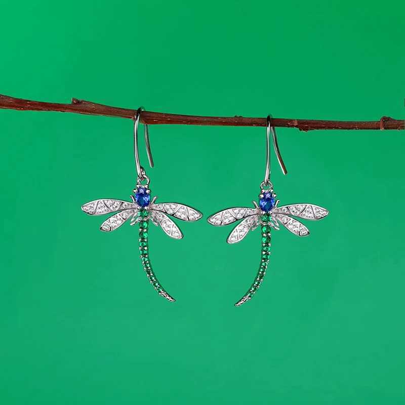 Huitan Exquisite Dragonfly Pendant Earrings Female Brilliant Zirconia Jewelry for Daily Party Delicate Insect Accessories GiftW251029