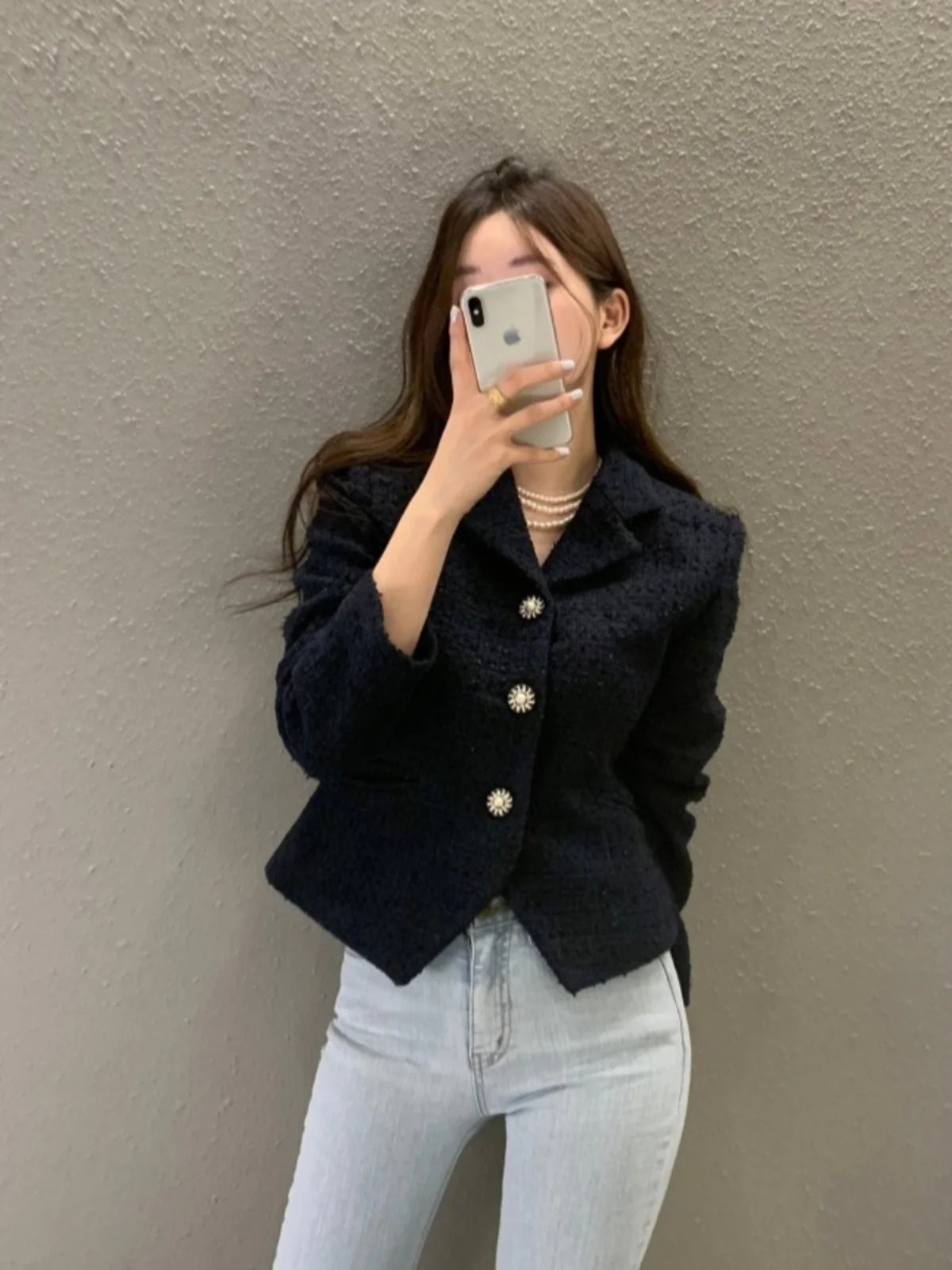 Ele Small Fraance Sle Womens Coat Autumn Winter Vintage Collar HighEnd Feel ort Top with Large Flowers 251029
