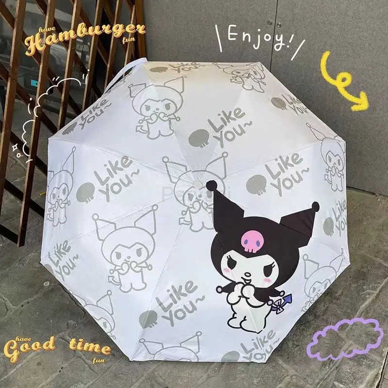 Sanrio Sanrio Kawaii Kuromi Fully Automatic Parasol Sunshade Umbrella My Melody Anime Cartoon Sweet Exquisite Manual Foldable Umbrellas L251029