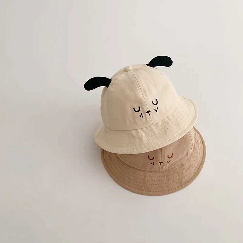Cute Cartoon Kids Fisherman Hat Solid Cotton Children Bucket Hats 12year Boy Girl Wide Brim Sun Visors Baby Sunscreen Basin Cap251028