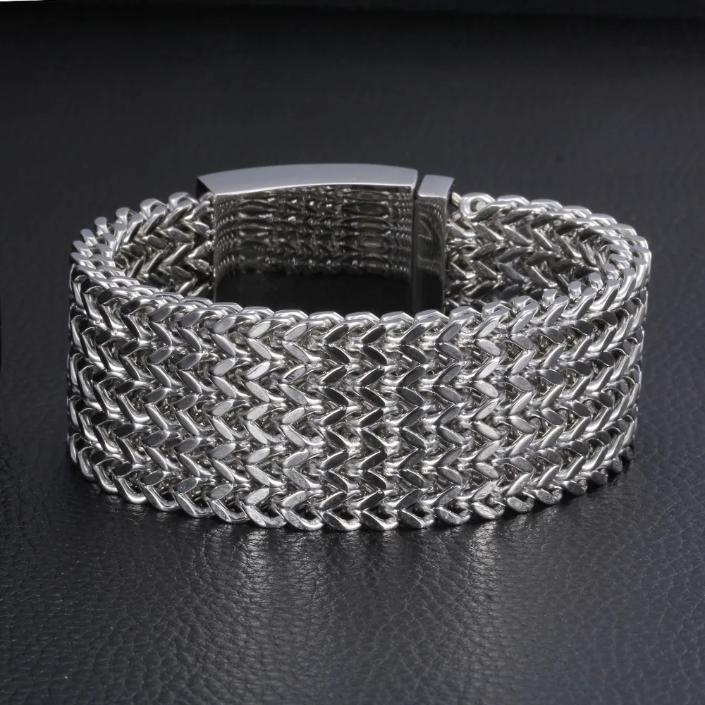 30MM 212223CM Long Never Fade Gold Color Man Bracelet for Men Stainless Steel Mens Bracelets Wrist Jewelry Waterproof 251028