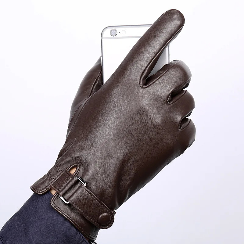 Winter Autumn Genuine Leather Gloves Men Sheepskin Warm High Quality Windproof Business Male Guantes Touch Screen Driving Mitten 251013