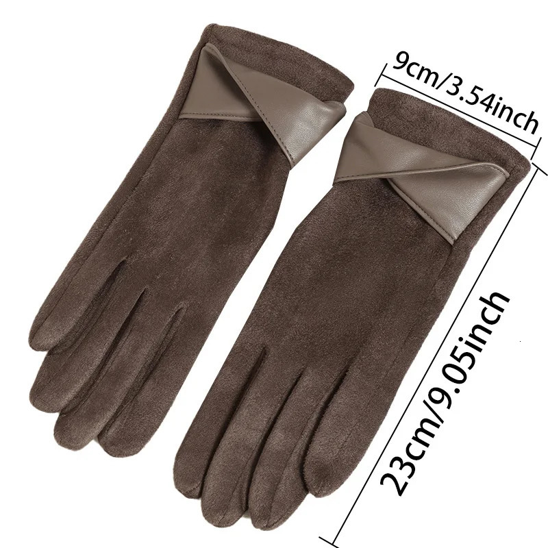 Fashion Winter Padded Warm Gloves Elegant Solid Color Suede Can Touch Screen Riding Ski for Women 251013