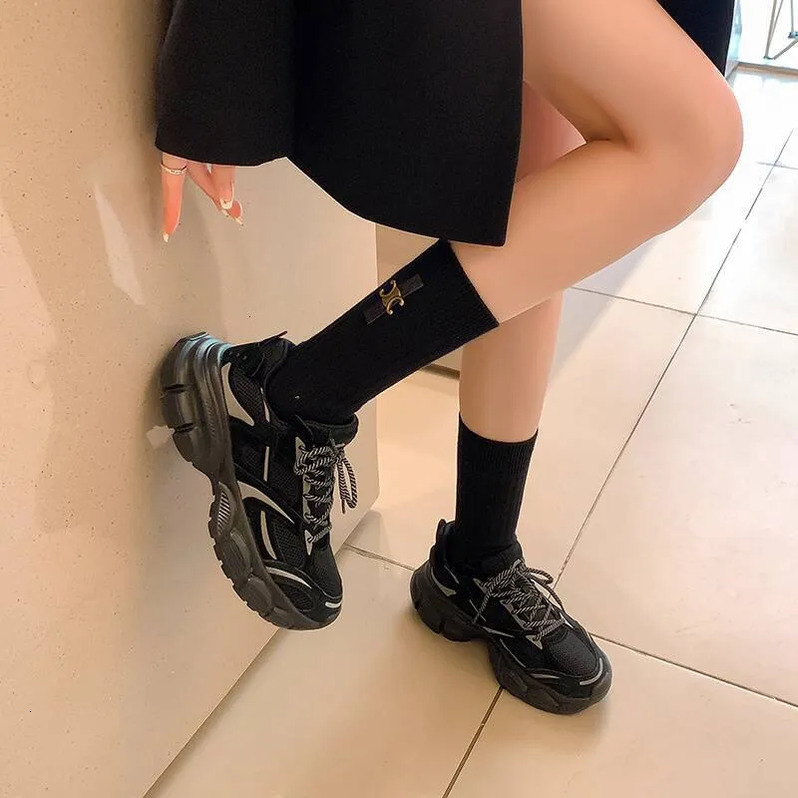 Mirinda Mesh Height-Increasing Casual Dad Shoes for Women 2025 New Fashion Versatile Breathable Lace-Up Sneakers Anti-Slip Soft Sole
