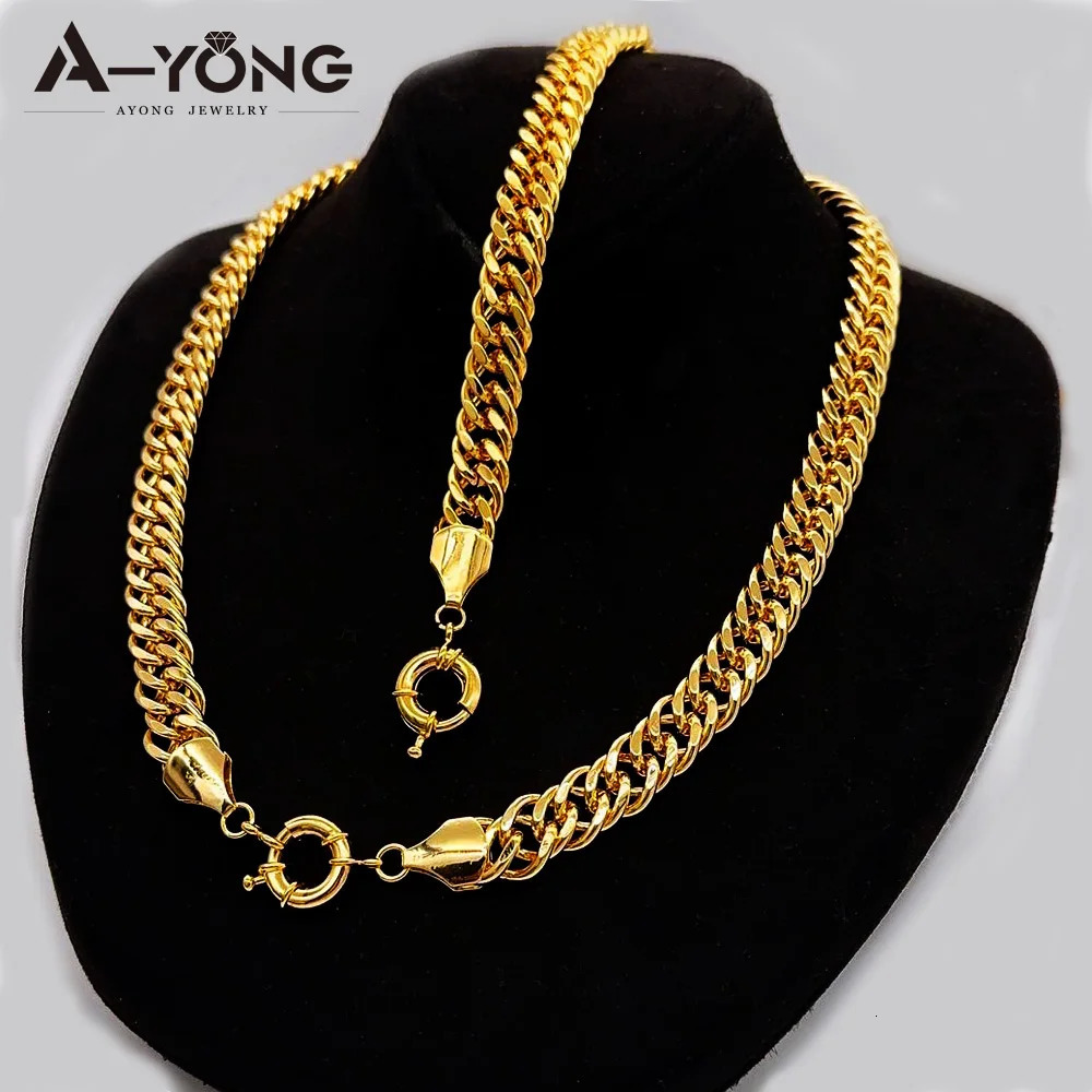 Saudi Gold Plated Necklace Bracelet 21k Italian Simple Cuban Chunky Chains Middle Eastern Dubai Women Event Party Jewelry 251028