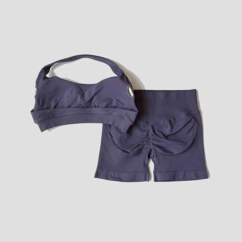 2 Piece Yoga Set Sportswear Woman Gym Halter Bra Shorts Activewear Pilates Clothes Sports Workout Fitness SuitXJ251029