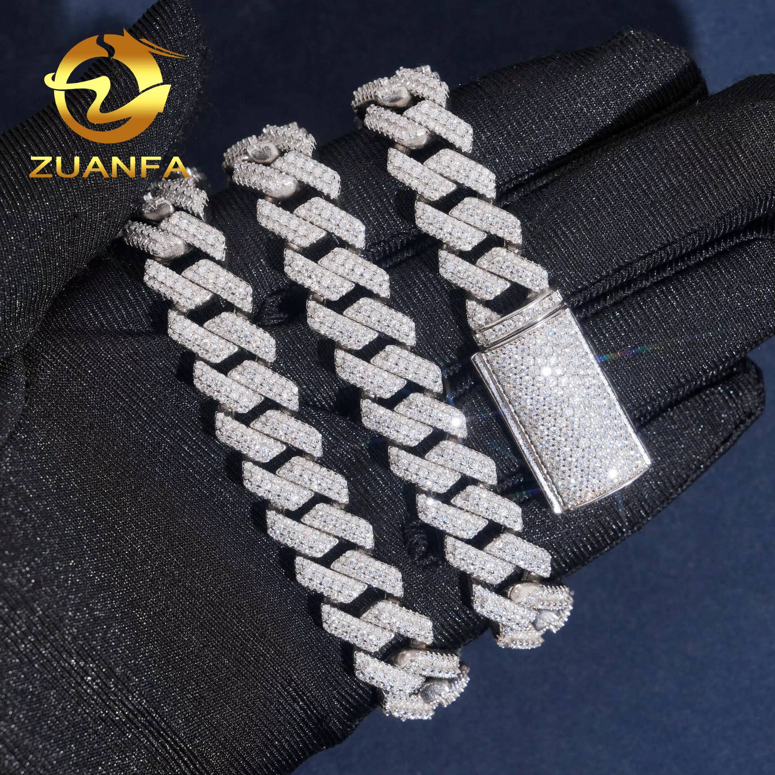 Pass Tester VVS Moissanite Lab Diamond Silver 925 Gold Plated Necklace Chain Hip Hop Iced Out Jewelry Cuban Link Bracelet Chain