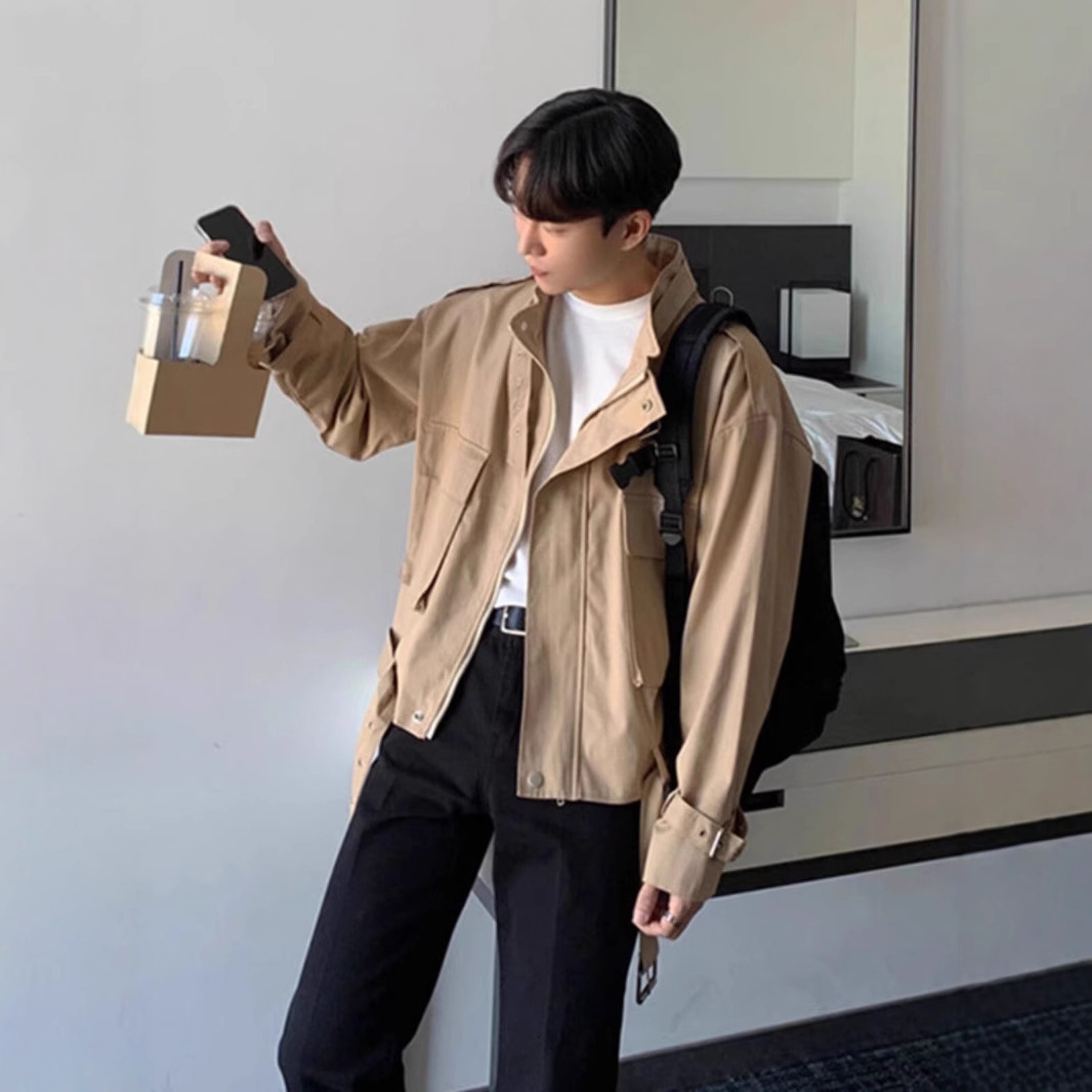 Light Mature Style Short Jacket For Designer Jacket Men Spring New Korean Version Loose Ins Trend Stand Collar Workwear Jacket