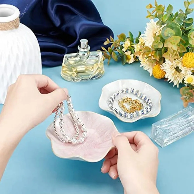 Flower Jewelry Tray Ring Dish Trinket Floral Display Ceramic Decorative Bracelet Organizer for Home Decor Wedding 251013