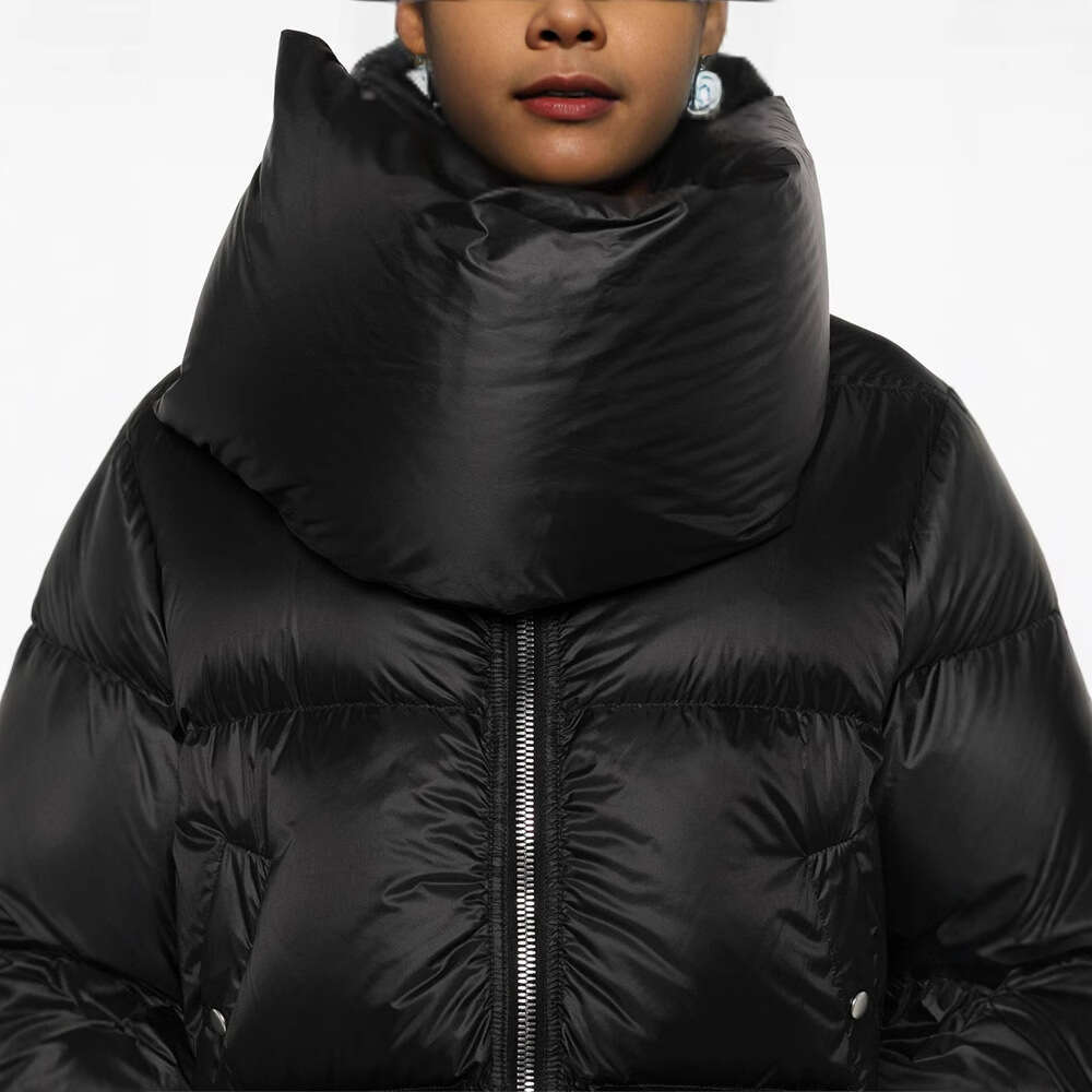Dark Wind Women's Winter Jacket Y2k Duck Down Filled Fluffy Full Warm Windproof Scarf Collar Down Jacket 2024 Fall / Winter New