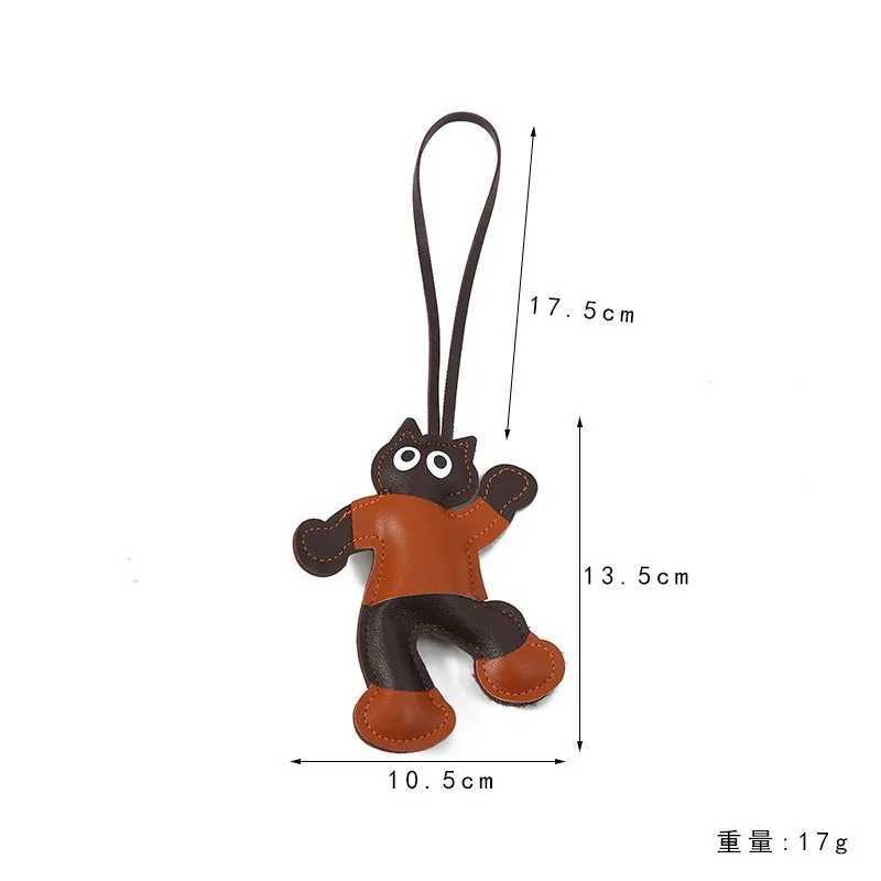 Cartoon Cat Doll Keychains PU Leather Fashion Car Keyring Hanger Bag Pendant Hanging Ornament for Bag DecorationW251029