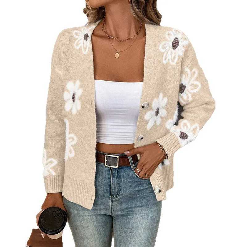 2025 New Fashion Autumn Winter Womens Singlebreasted Casual Trendy Floral Long Sleeve Knitted Sweaters Cardigans Female CoatsT251028