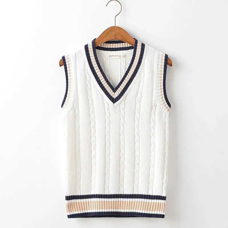 Sweater Vest Men Thicken Vneck Sleeveless Knitted Sweaters Vests Striped Retro Preppystyle Simple Chic Loose Casual Allmatch J251029