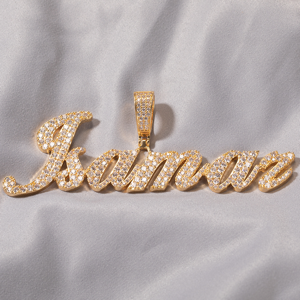 Hip Hop Custom Charm A-Z Letters Name Pendant Necklace 5A Cubic Zircon 18k Real Gold Plated Jewelry Women Men Gift