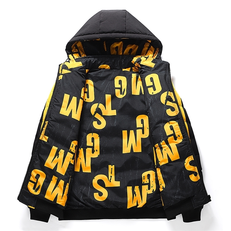 Double Sided Outerwear Mens Cotton Padded Parkas Men Autumn Winter Jacket Warm Comfortable Down Jacket Removable Hat 251028