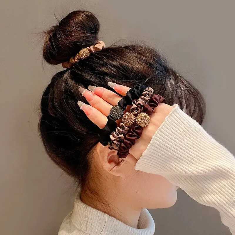 48PcsLot Girl Hair Band Accessories Fashion Large Hair Ties Solid Color Elastic Scrunchies For Women Ponytail HairstyleW251028