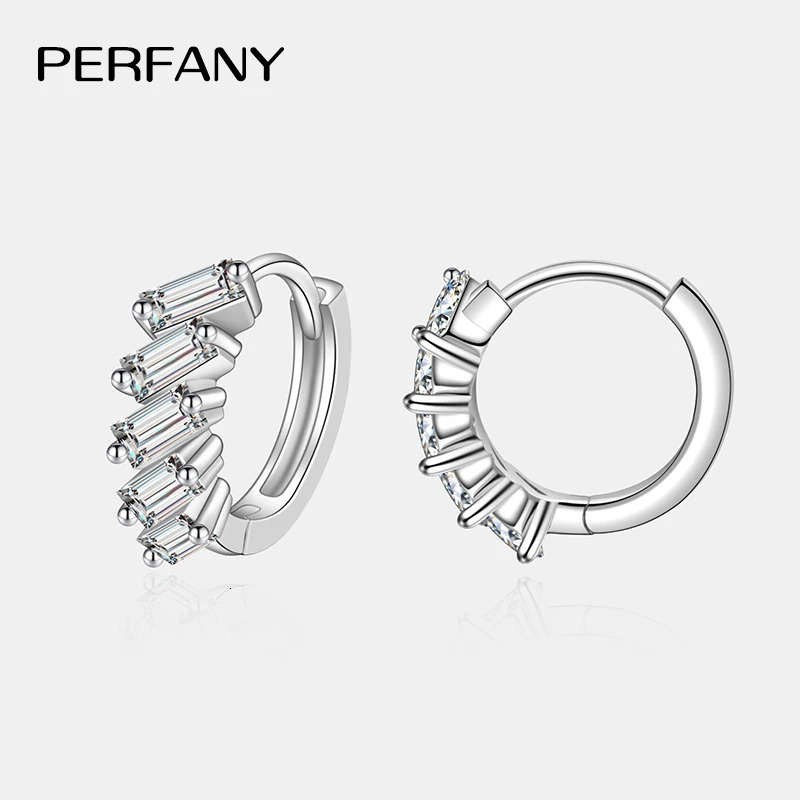 PERFANY 15CT Emerald Cut All Hoop Earrings 100 Pure Silver Laboratory Diamond Wedding y Jewelry 251013