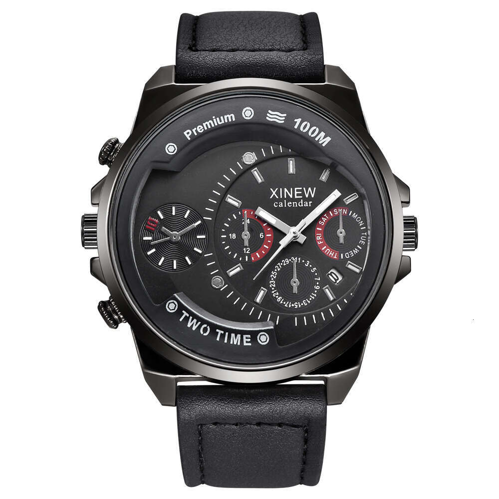 New Men's Brand Fashion Leather Strap Gift Simple Calendar Quartz Watch