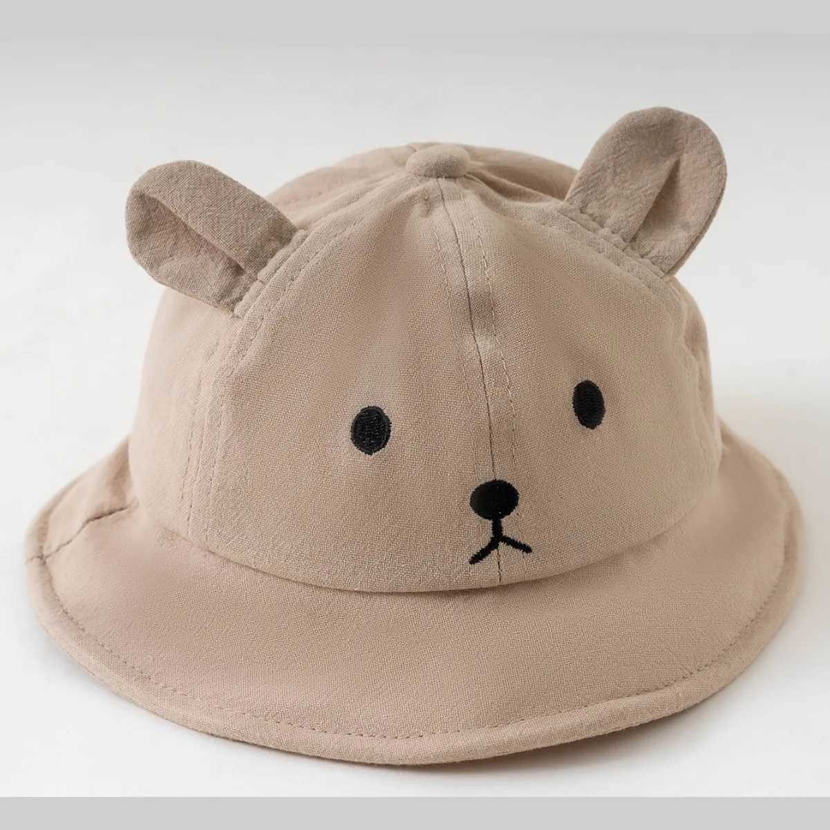 Newborn Baby Hat Infant Muslin Bucket Hat Kids Bear Ears Summer Beach Sun Caps Boys Girls Easter Hats For Toddlers 324 Months251028