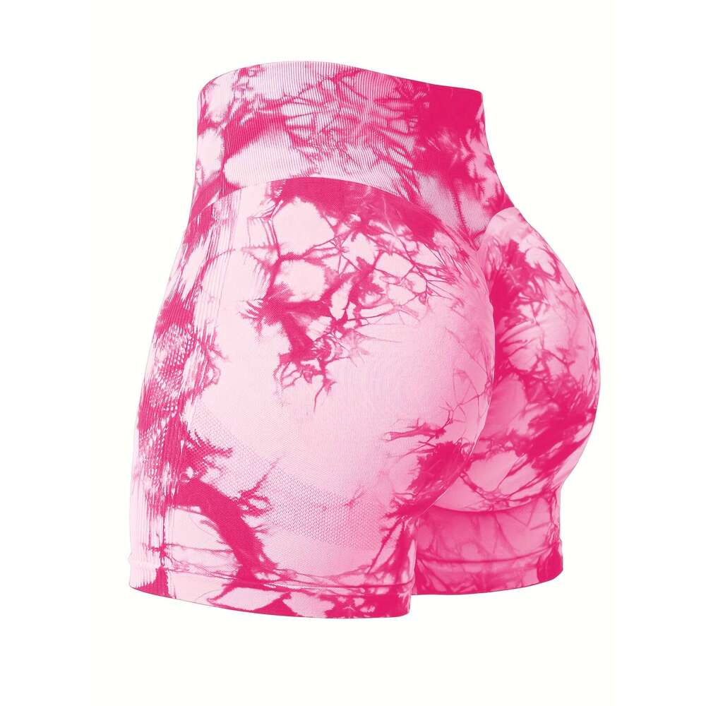 12 Pcs Tie-Dye Drawstring Hip Lifting High Waisted Yoga Fiess Seamless Buttless Biker Shorts, Women's Sportswear