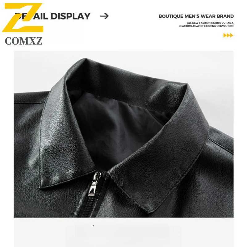 2025 New PU Leather Jacket Men Black Korean Style Slim Fit Lapel Motorcycle Outerwear Autumn Casual Faux Leather Coat for TrendT251029