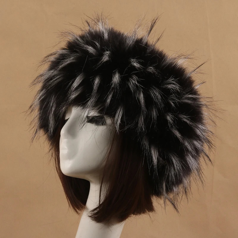 Winter Fluffy Faux Fur Hat Women Soft Keep Warm Plush Empty Top Caps Hairband Outdoor Windproof Skiing Ear Warmer Russian Hats 251029