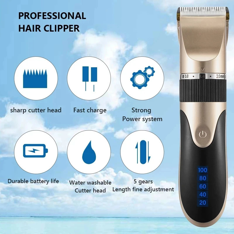 Professional Cordless Rechargeable Electric Hair Clipper For Men Adults Kids BarberGrade Hair Trimmer Cutter Machine 251029