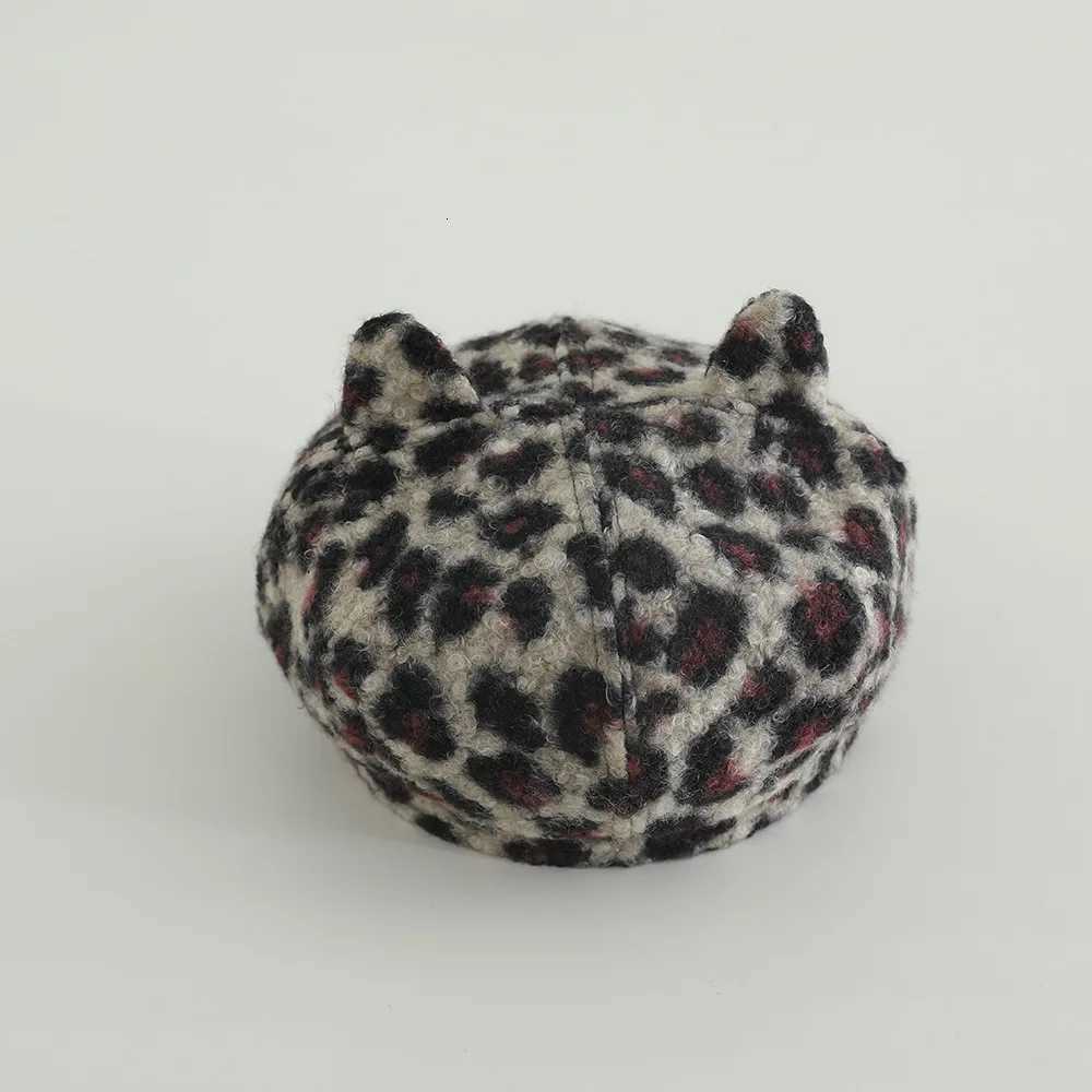 2025 Autumn Winter Leopard Print Warm Rabbit Fur Octagonal Hats For Baby Boys Gilrs Berets Painter Hat Beanie Caps251028