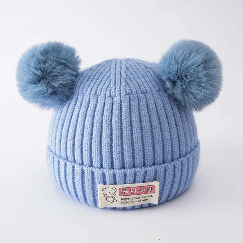 Solid Color Wool Knitted Bonnet Bebe Newborn Baby Hat Pompom Cute Winter Hat For Kids Boys Girls Children Warm Beanie Cap 03Y251028