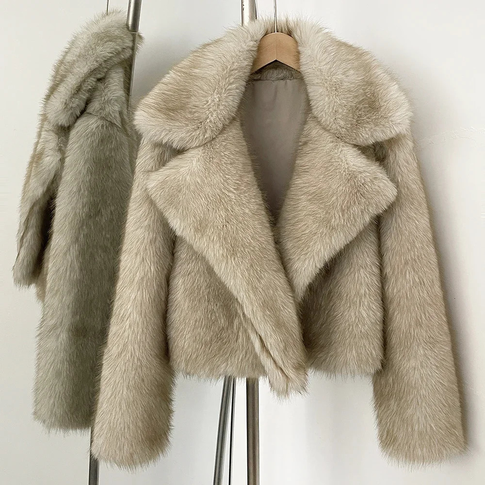 OFTBUY Faux Fur Jacket Women Fashion Vintage TurnDown Collar Coat Long Sleeve Ecofriendly Autumn Winter Streetwear 251028