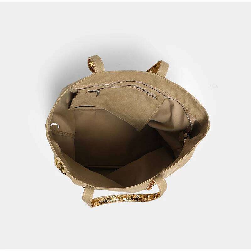 Retro Large-capacity Canvas Tote Brand Contrast Color Sequins Highquality Handbag Unisex Large Travel Shoulder Messenger Bag