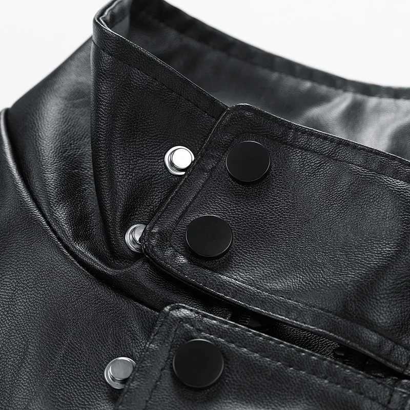 New Fashion Motorcycle Leather Jacket Casual Streetwear Multi Pocket Trend Outwear Men Bomber Pilot Retro Loose Pu Short CoatT251029