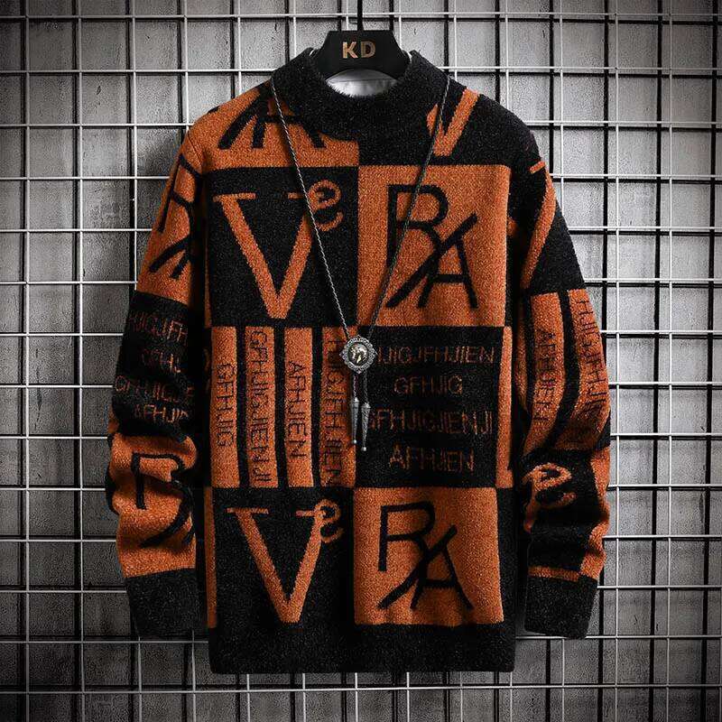 Knitted Stripe Pullovers Printing Round Neck Sweater Autumn/Winter Designer Quality Casual Men Clothing Jumper