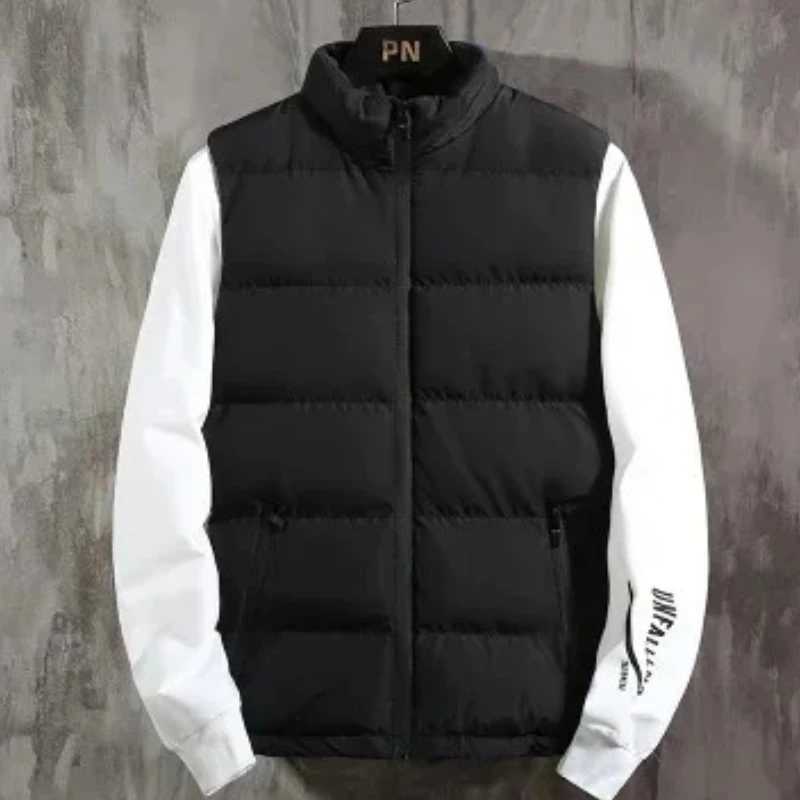 Autumn Mens Padded Vest Jacket Warm Sleeveless Jackets Winter Windproof Zipper Coat Autumn Stand Collar Casual Solid Waistcoat W251029