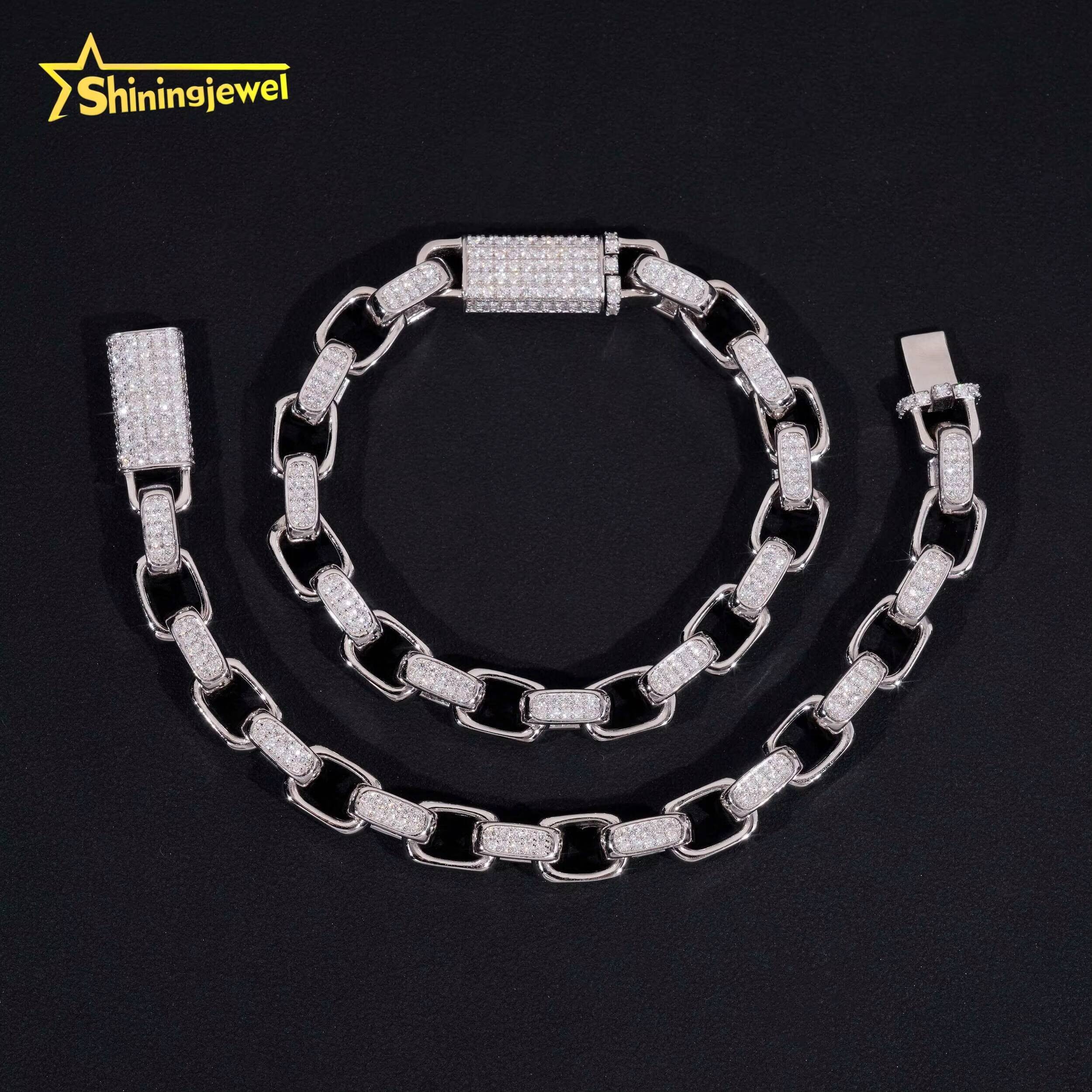 Cuban Mens Bracelet Sterling Silver 925 Luxury Gold Plated GRA Moissanite Hip Hop Cuban Link Chain Fine Jewelry