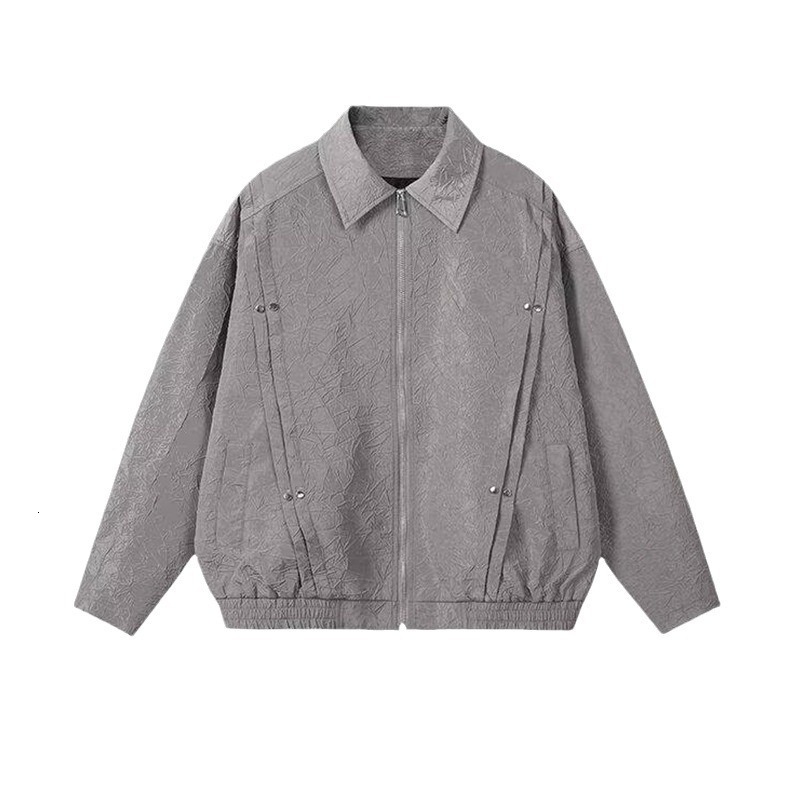 Men's Jacket Spring And Autumn New American High Street Design With Pleats And Designer Jacket Metal Decorations Loose Bomber Jacket